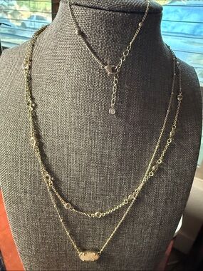 Gold Layered Pendant Necklace & Bracelet set- Women's Jewelry